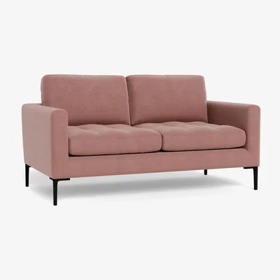 Heal's Heal's Eton 2 Seater Sofa Smart Luxe Velvet Dusky Pink Black Feet