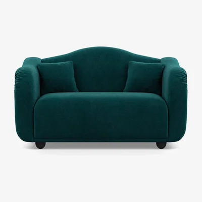 Heal's Heal's Tetbury 2 Seater Sofa Smart Luxe Velvet Ocean Black Beech Feet