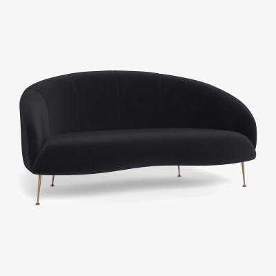Heal's Heal's Bloomsbury 2 Seater Sofa Velvet Black Brass Feet - Heal's UK Furniture
