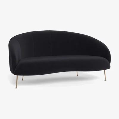 Heal's Heal's Bloomsbury 2 Seater Sofa Velvet Black Brass Feet - Heal's UK Furniture