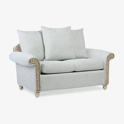 John Lewis Desser Samford Rattan 2-Seater Sofa with Scatter Cushions, Pebble