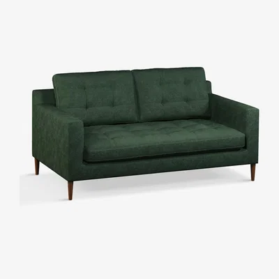 John Lewis John Lewis Draper Medium 2 Seater Sofa, Dark Leg, Fine Chenille Forest Green