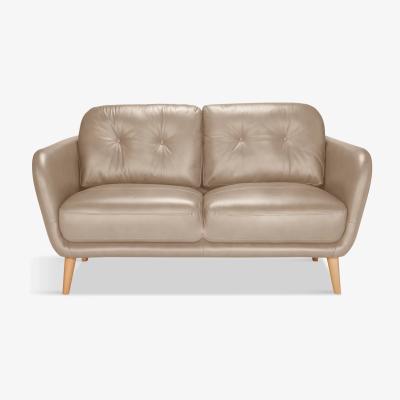 John Lewis John Lewis Arlo Small 2 Seater Leather Sofa, Dark Leg