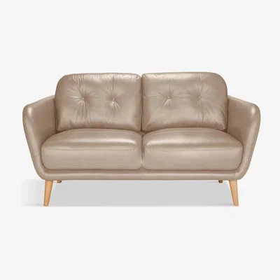 John Lewis John Lewis Arlo Small 2 Seater Leather Sofa, Dark Leg