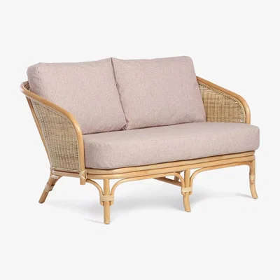 John Lewis Desser Royal Rattan Cane 2-Seater Sofa, Natural/Pink