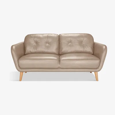 John Lewis John Lewis Arlo Medium 2 Seater Leather Sofa, Dark Leg
