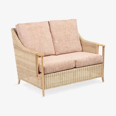 John Lewis Desser Eden Rattan 2-Seater Sofa, Pink Punch/Natural