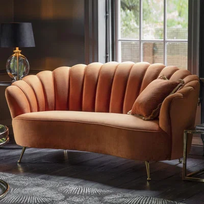 Knees Whittle Fabric 2 Seater Sofa - Orange