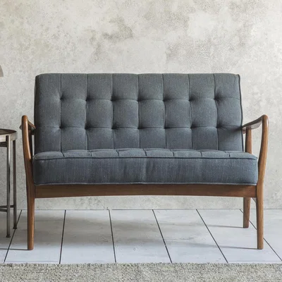 Knees Hemming Fabric 2 Seater Sofa - Dark Grey