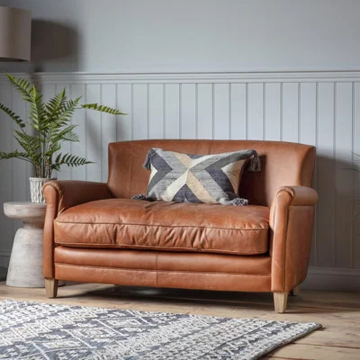 Knees Pugsey Leather 2 Seater Sofa - Brown