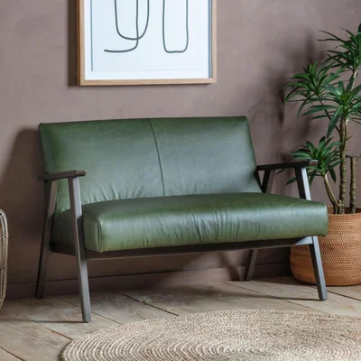 Knees Newland Leather 2 Seater Sofa - Green