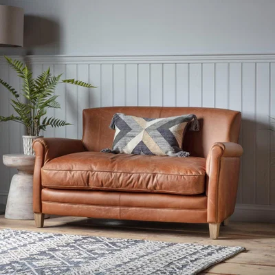 Knees Pugsey Leather 2 Seater Sofa - Brown