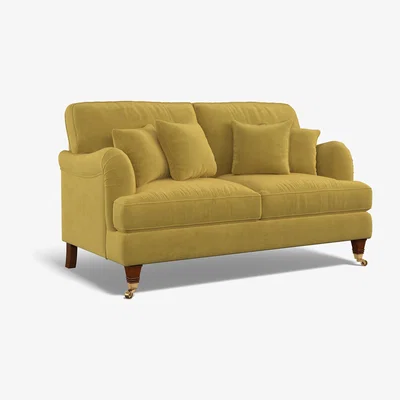 La Redoute Emeline Textured Velvet 2 Seater Sofa with Antique Brass Castor Legs