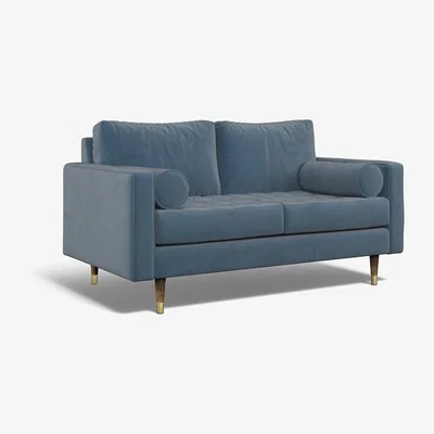 La Redoute Coco Velvet 2 Seater Sofa with Walnut Legs