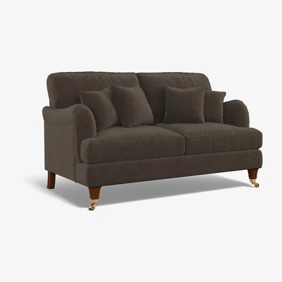 La Redoute Emeline Textured Velvet 2 Seater Sofa with Antique Brass Castor Legs