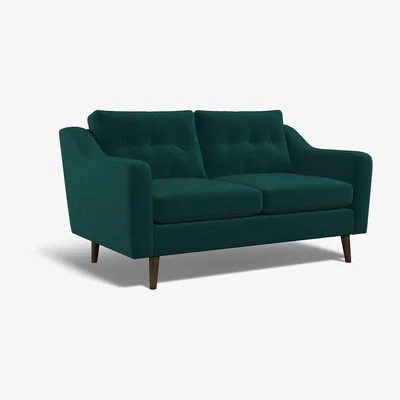 La Redoute Rosa Buttoned Velvet 2 Seater Sofa with Dark Wood Legs