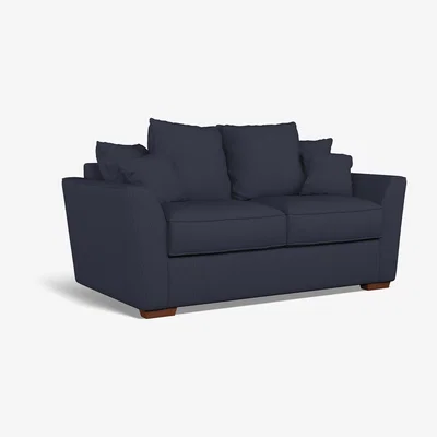 La Redoute Florence Scatterback Textured Woven 2 Seater Sofa with Dark Brown Wood Legs
