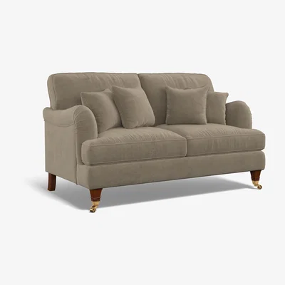 La Redoute Emeline Textured Velvet 2 Seater Sofa with Antique Brass Castor Legs
