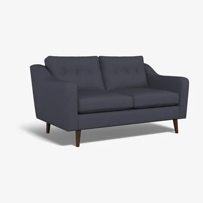 La Redoute Rosa Buttoned Soft Brushed 2 Seater Sofa with Dark Wood Legs
