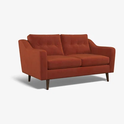 La Redoute Rosa Buttoned Velvet 2 Seater Sofa with Dark Wood Legs