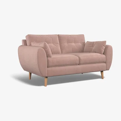 La Redoute Ada Buttoned Velvet 2 Seater Sofa with Light Wood Legs