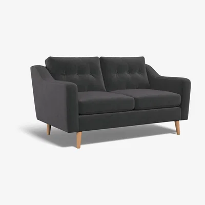 La Redoute Rosa Buttoned Velvet 2 Seater Sofa with Light Wood Legs