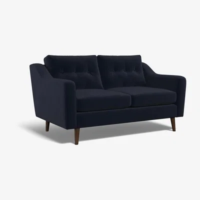 La Redoute Rosa Buttoned Velvet 2 Seater Sofa with Dark Wood Legs
