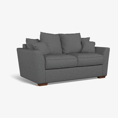 La Redoute Florence Scatterback Woven 2 Seater Sofa with Dark Brown Wood Legs