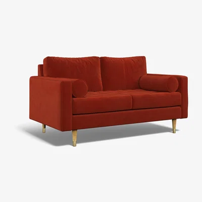 La Redoute Coco Velvet 2 Seater Sofa with Natural Wood Legs