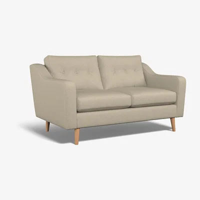 La Redoute Rosa Buttoned Soft Woven 2 Seater Sofa with Light Wood Legs