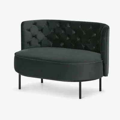 Made.com Ethel Loveseat, Dark Anthracite Velvet