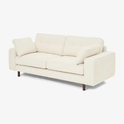 Made.com Content by Terence Conran Tobias 2 Seater Sofa, Ivory White Boucle with Dark Wood Leg