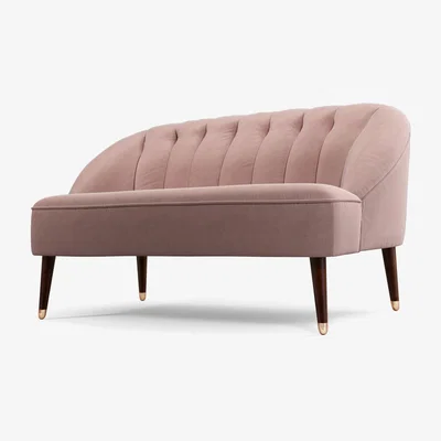 Made.com Margot 2 Seater Sofa, Pink Cotton Velvet, Dark Wood Copper Leg