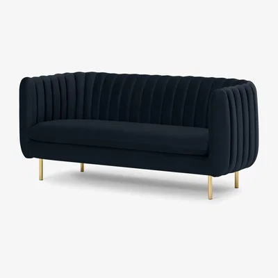 Made.com Helma 2 Seater Sofa, Moonlight Blue Velvet