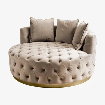 My Furniture Frankfurt Loveseat - Taupe - Brass Base