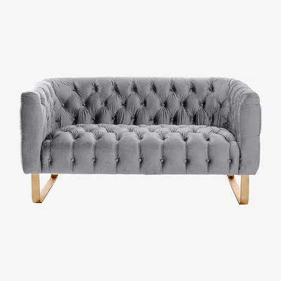 My Furniture Grosvenor Two Seat Sofa - Dove Grey - Brushed Brass