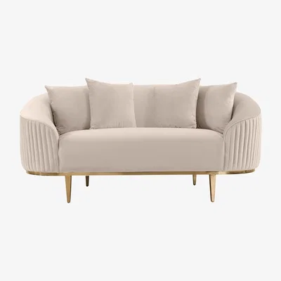 My Furniture Ella Two Seat Sofa - Chalk - Brass Base