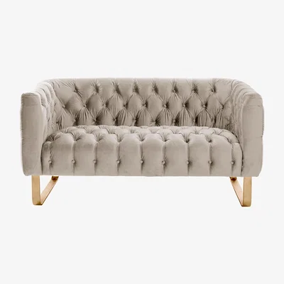 My Furniture Grosvenor Two Seat Sofa - Taupe - Brushed Brass