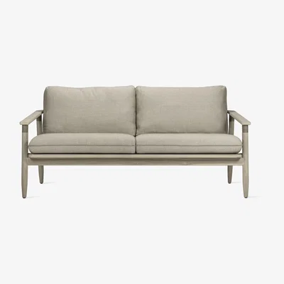 Made in Design David 2S Straight sofa - / L 167 cm - Aged teak & cord backrest by Vincent Sheppard Beige/Natural wood
