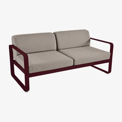 Made in Design Bellevie Straight sofa - 2-seater / L 160 cm - Grey-taupe fabric by Fermob Red/Beige