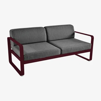 Made in Design Bellevie Straight sofa - 2-seater / L 160 cm - Graphite grey fabric by Fermob Red/Grey