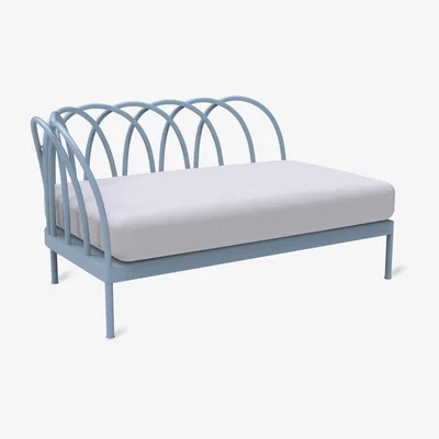Made in Design Les Arcs 2 seater sofa - / L 153 cm - Right angle / Aluminium - Cushion included by Unopiu Blue