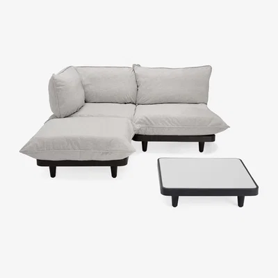 Made in Design Paletti set Corner sofa - / Set: coffee table 90 x 90 cm + sofa L 180 cm (left-hand arm rest) by Fatboy White/Beige
