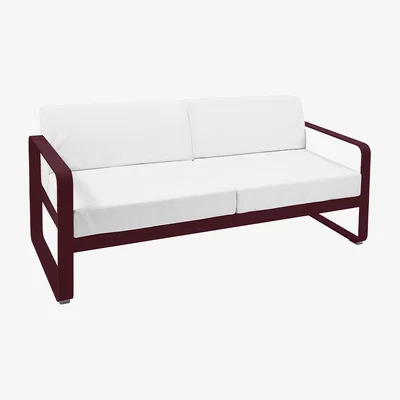 Made in Design Bellevie Straight sofa - 2-seater / L 160 cm - Grey-white fabric by Fermob White/Red
