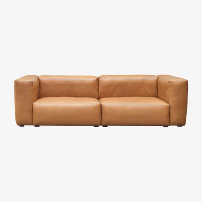 Made in Design Mags Soft Straight sofa - / 2 or 3 places - L 238 cm / Leather by Hay Brown