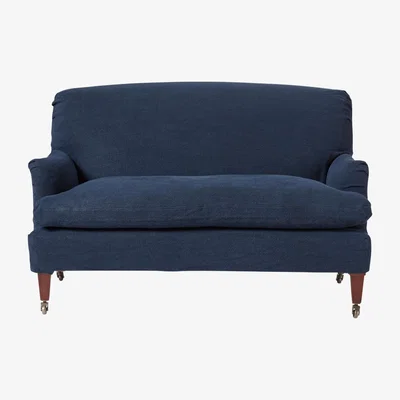 OKA OKA, Linen Loose Cover for Coleridge 2-Seater Sofa - Pure Navy, Loose Covers, Linen