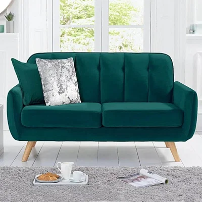 Oak&More Camila Green Velvet 2 Seater Sofa