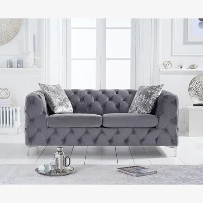 Oak&More Alara Light Grey Velvet 2 Seater Sofa