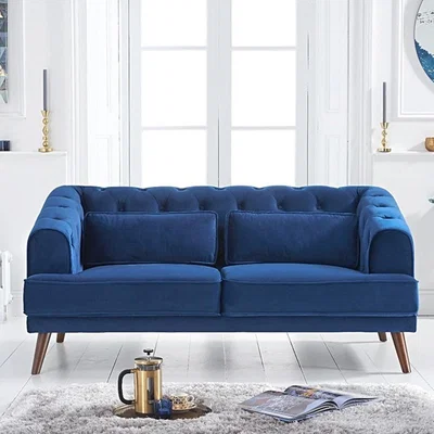 Oak&More Delilah Blue Velvet 2 Seater Sofa