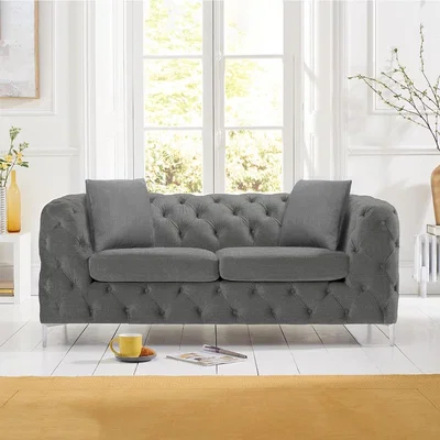 Oak&More Amara Grey Linen 2 Seater Sofa